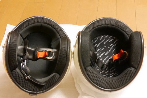 ネオライダーズヘルメット比較 内装の図