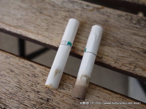 アイコス（左）とエース（右）の吸いがら①